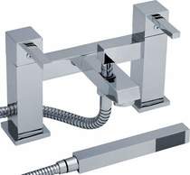 Premier Series L Bath Shower Mixer Tap With Shower Kit (Chrome).