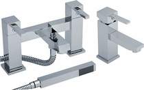 Premier Series L Basin & Bath Shower Mixer Tap Set (Chrome).