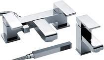 Premier Series P Basin & Bath Shower Mixer Tap Set (Chrome).
