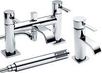 Premier Series W Basin & Bath Shower Mixer Tap Set (Chrome).