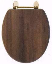 daVinci Wenge contemporary toilet seat with gold hinges.