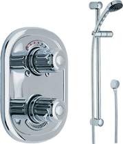 Wicklow Concealed twin thermostatic valve with slide rail kit. (Chrome)
