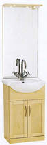daVinci 550mm Maple Vanity Unit with ceramic basin, mirror and lights.