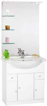 daVinci 750mm Contour Vanity Unit with ceramic basin, mirror and shelves.