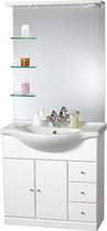 daVinci 850mm Contour Vanity Unit with ceramic basin, mirror and shelves.