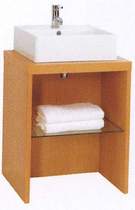 daVinci Parisi midi beech stand and freestanding basin, with shelf.