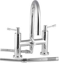 Linear Bath shower mixer tap - including kit, swivel spout