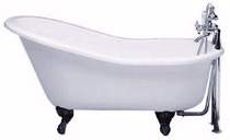 Roll Top Salisbury small slipper bath with black feet. 1550mm.