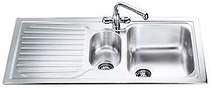 Smeg Sinks Cucina 1.5 Bowl Stainless Steel Kichen Sink, Left Hand Drainer.