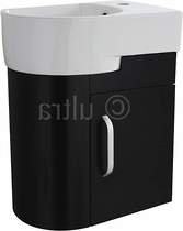 Ultra Carlton Wall Hung Cloakroom Vanity Unit (Left Hand, Black). 410x500mm.