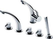 Hudson Reed Grace Basin & 5 Tap Hole Bath Shower Mixer Tap With Shower Kit.