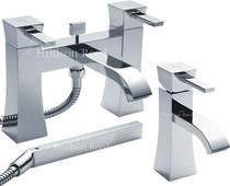 Hudson Reed Harmony Basin & Bath Shower Mixer Tap Set (Free Shower Kit).