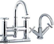 Ultra Helix Basin & Bath Shower Mixer Tap Set (Free Shower Kit).
