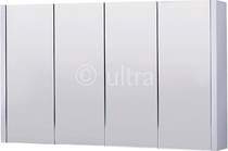 Ultra Lux Mirror Bathroom Cabinet, 4 Doors (White). 1200x650x100mm.