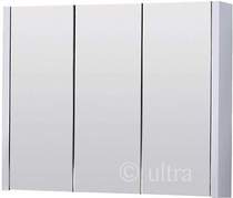Ultra Lux Mirror Bathroom Cabinet, 3 Doors (White). 900x650x100mm.