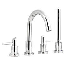 Ultra Scene 4 Tap hole bath shower mixer with small swivel spout.