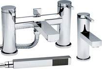 Hudson Reed Relay Basin & Bath Shower Mixer Tap Set (Free Shower Kit).