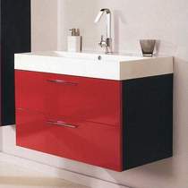 Hudson Reed Contrast Wall Hung Vanity Unit With Basin (Red & Black). 900x600x480mm.