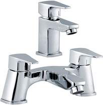 Ultra Series 130 Basin Mixer & Bath Filler Tap Set (Chrome).