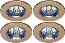 Lights 4 x Mains 240V gold halogen downlighter with lamp.