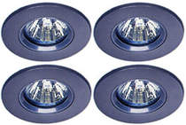 Lights 4 x Mains 240V satin chrome halogen downlighter with lamp.