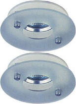 Lights 2 x Mains 240V white lightglass halogen downlighter with lamp.