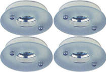 Lights 4 x Mains 240V white lightglass halogen downlighter with lamp.