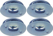 Lights 4 x Mains 240V chrome lightglass halogen downlighter with lamp.