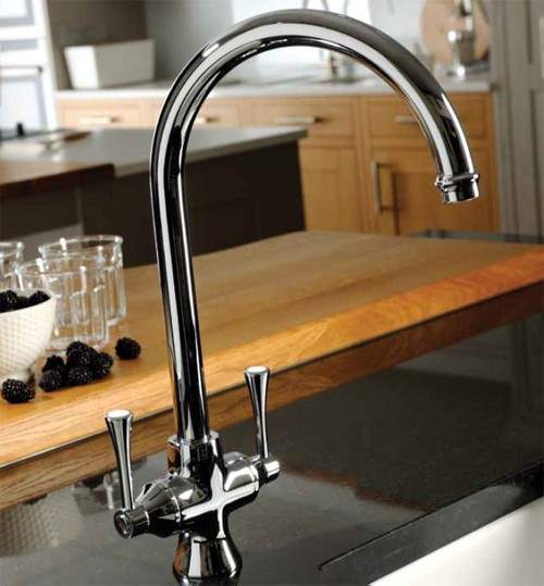 Abode Gosford Twin Lever Kitchen Tap (Chrome).