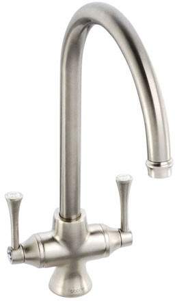 Abode Gosford Twin Lever Kitchen Tap (Brushed Nickel).