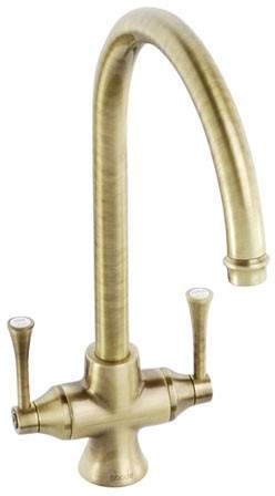 Abode Gosford Twin Lever Kitchen Tap (Antique Brass).