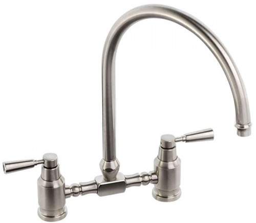 Abode Hargrave Swan Neck Bridge Kitchen Tap (Brushed Nickel).