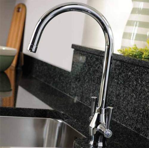 Abode Astral Dual Lever Kitchen Tap With Swivel Spout (Chrome).