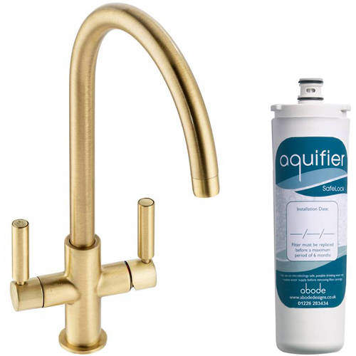 Abode Globe Aquifier Water Filter Kitchen Tap (Brushed Brass).