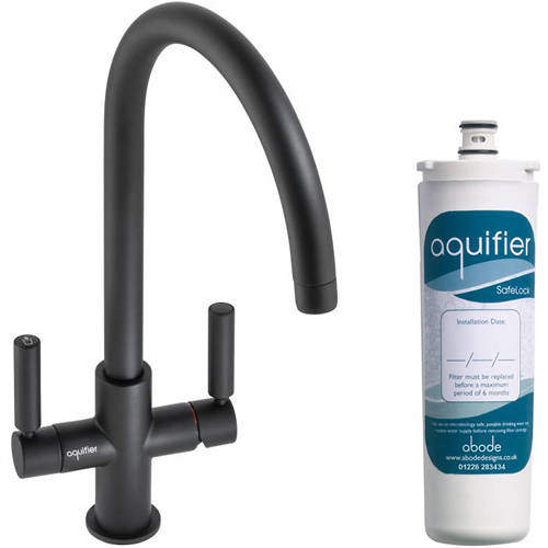 Abode Globe Aquifier Water Filter Kitchen Tap (Matt Black).