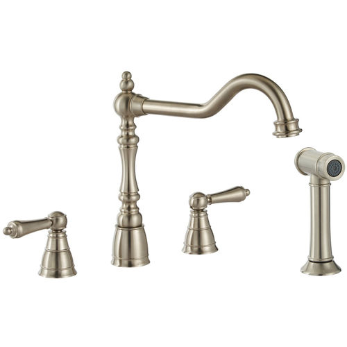 Abode Mayenne 4 Hole Kitchen Tap With Handspray (Br Nickel).