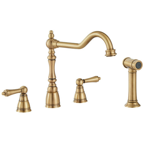 Abode Mayenne 4 Hole Kitchen Tap With Handspray (An Brass).