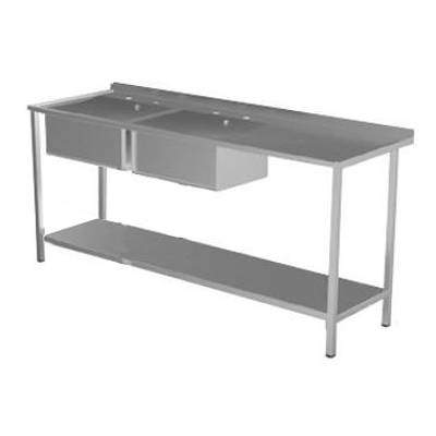 Acorn Thorn Catering Sink, RH Drainer, 2 Bowls & Legs 1800mm (S Steel).