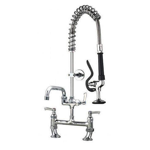 Acorn Thorn Short Pre Rinse Twin Catering Tap With 12" Pot Filler (Chrome).