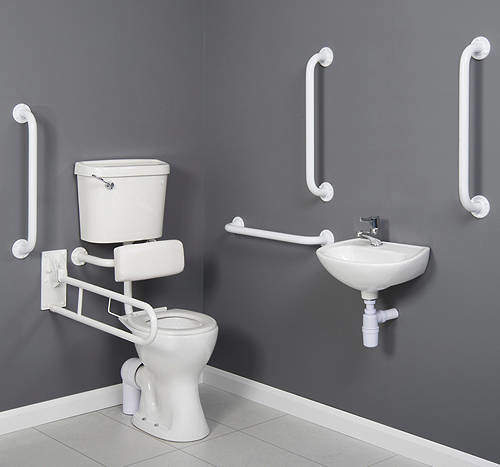 Arley Doc M Doc M Low Level Toilet Pack With Lever Flush & White Rails.