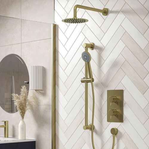 Bristan Apelo Thermostatic Shower Pack With Slide Rail Kit (Brushed Brass).