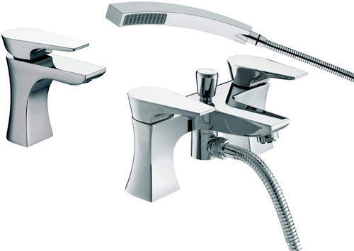 Bristan Hourglass Mono Basin & Bath Shower Mixer Taps Pack (Chrome).