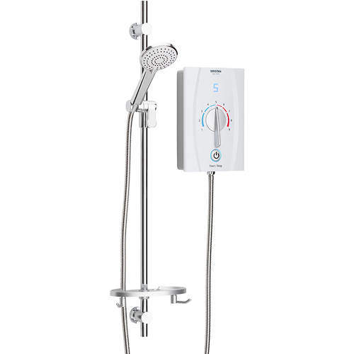 Bristan Joy Thermostatic BEAB Electric Shower, Long Kit & Handle 8.5kW (White).