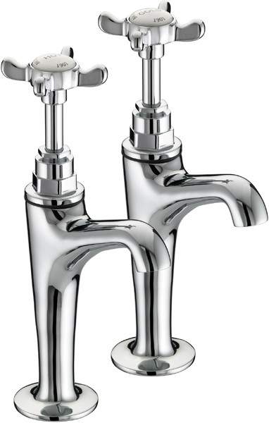 Bristan 1901 High Neck Pillar Taps, Chrome Plated.