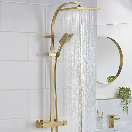 Bristan Qubo Bar Thermostatic Shower Valve & Rigid Riser Kit (Br Brass).