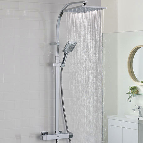 Bristan Qubo Bar Thermostatic Shower Valve & Rigid Riser Kit (Chrome).