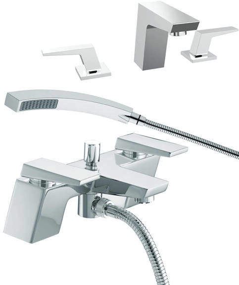 Bristan Sail 3 Hole Basin & Bath Shower Mixer Tap Pack (Chrome).