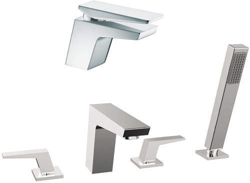 Bristan Sail Mono Basin & 4 Hole Bath Shower Mixer Tap Pack (Chrome).