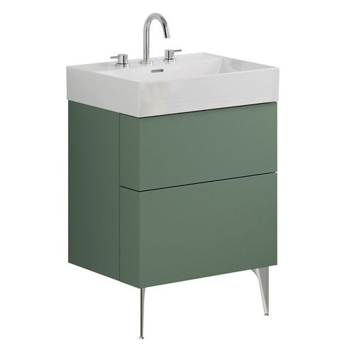 Crosswater Avenue Wall Vanity Unit With Steel Legs (600mm, Green, 3TH).