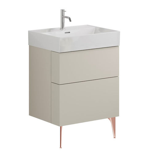 Crosswater Avenue Wall Vanity Unit With Bronze Legs (600mm, Stone, 1TH).